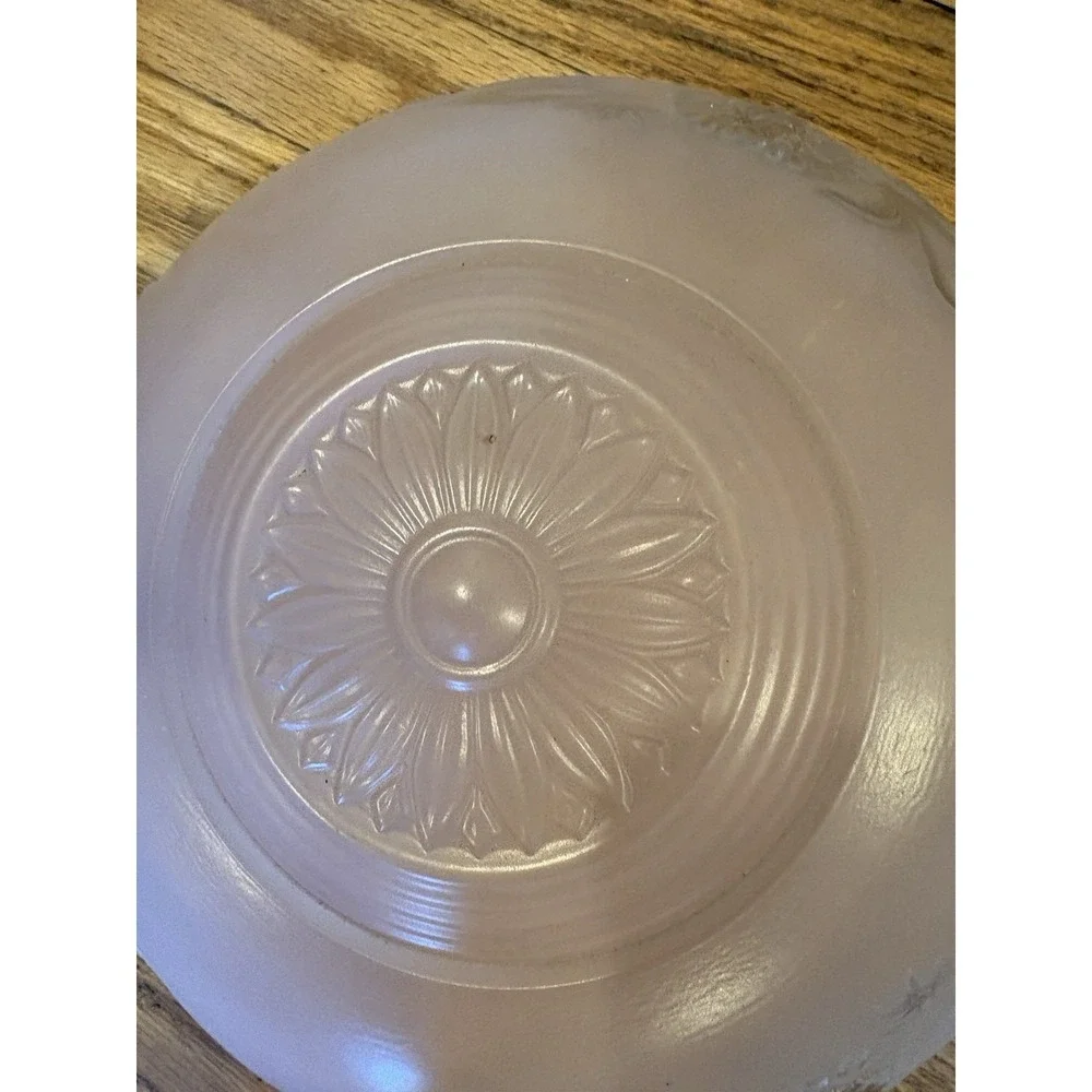 Vintage Pink Frosted Glass Floral Ceiling Light‎ Shade 10.25in Pink Good 3-Hole